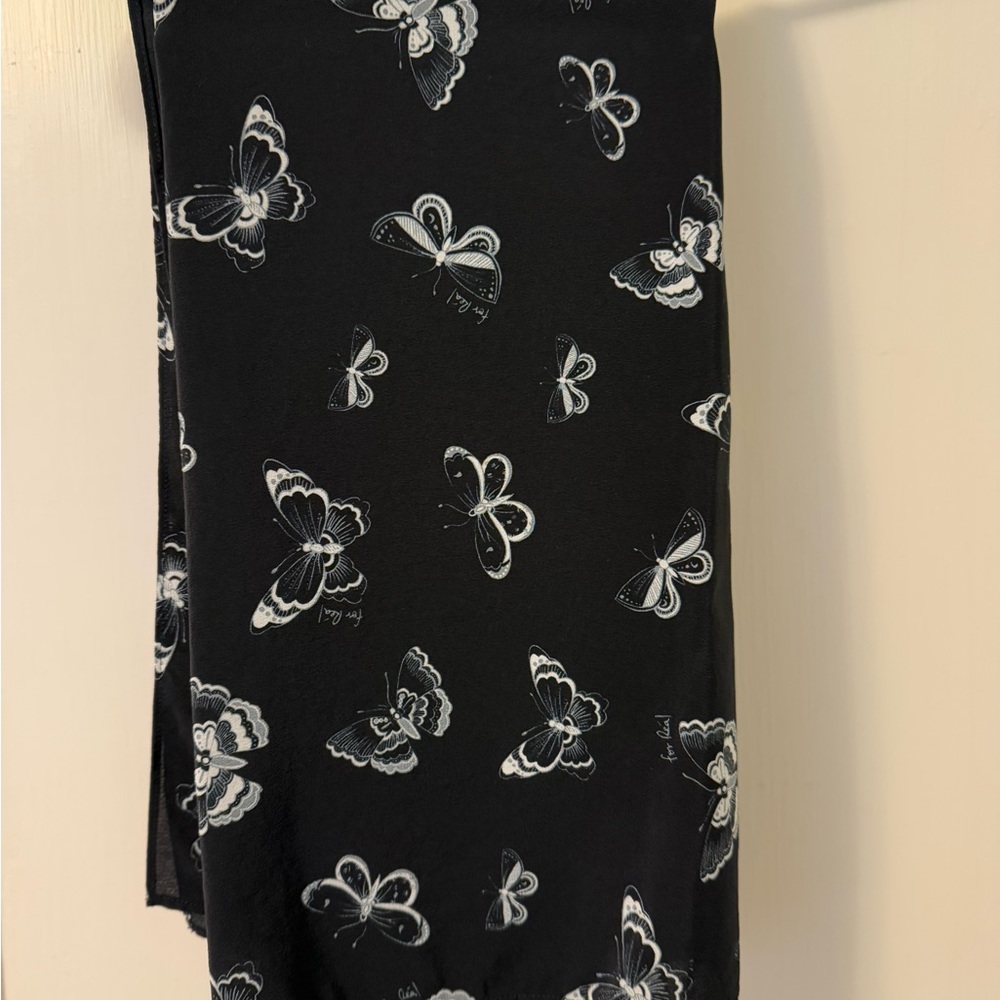 Realisation Par Silk Scarf Black/White Silk Butterfly Top Scarf One Size